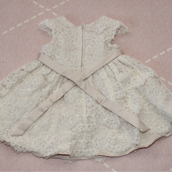 Rare Editions Toddler Girl Dress 24 Month Lace Sequin Ivory Party Dress - Picture 3 of 5